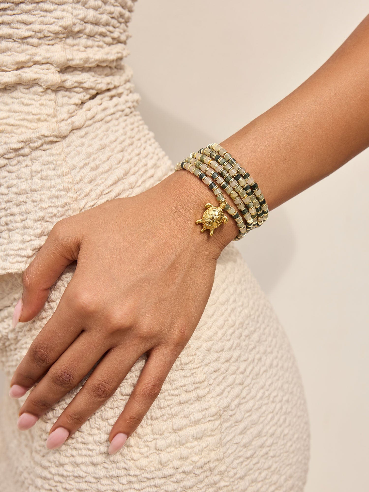 Green Moss Agate Gemstone Beads Stack
