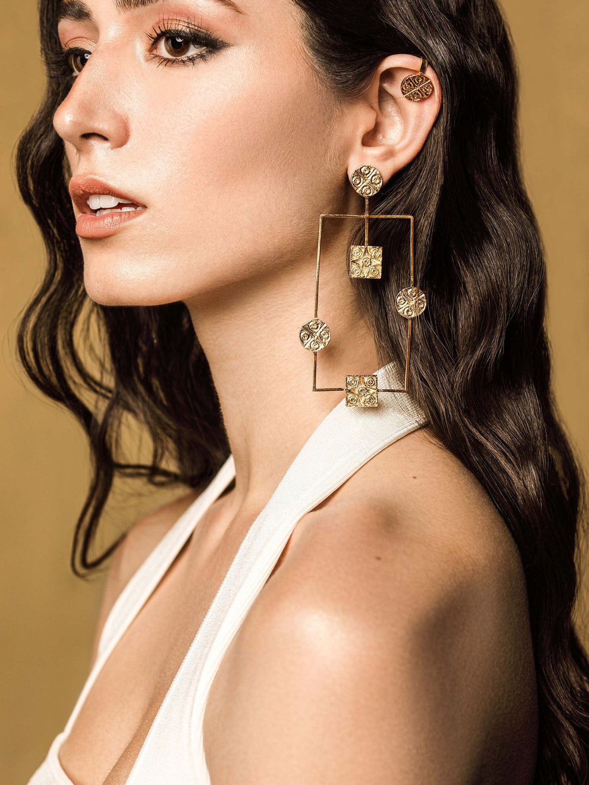 Geometric Harappan seal earrings