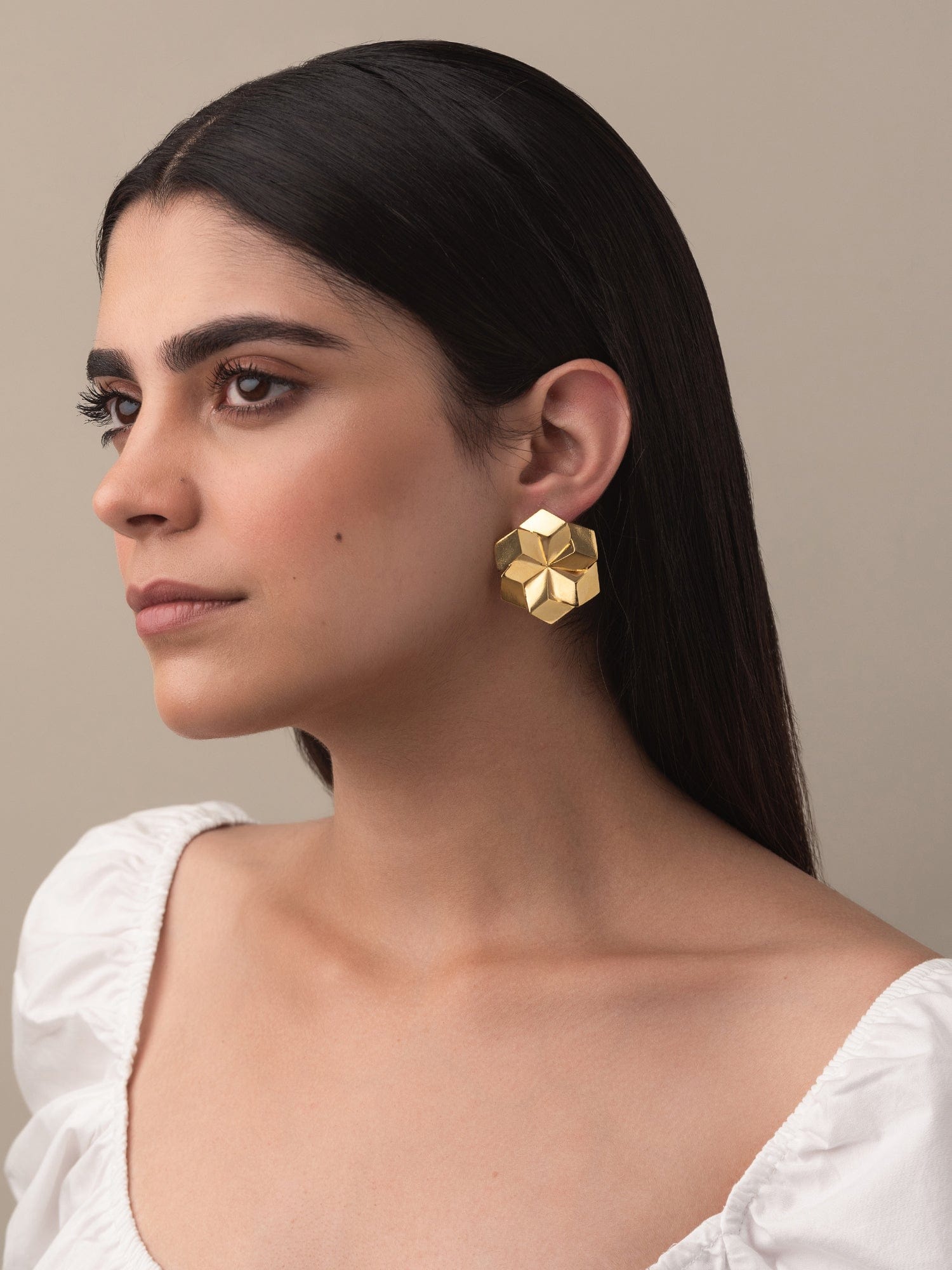3D hexagon earrings