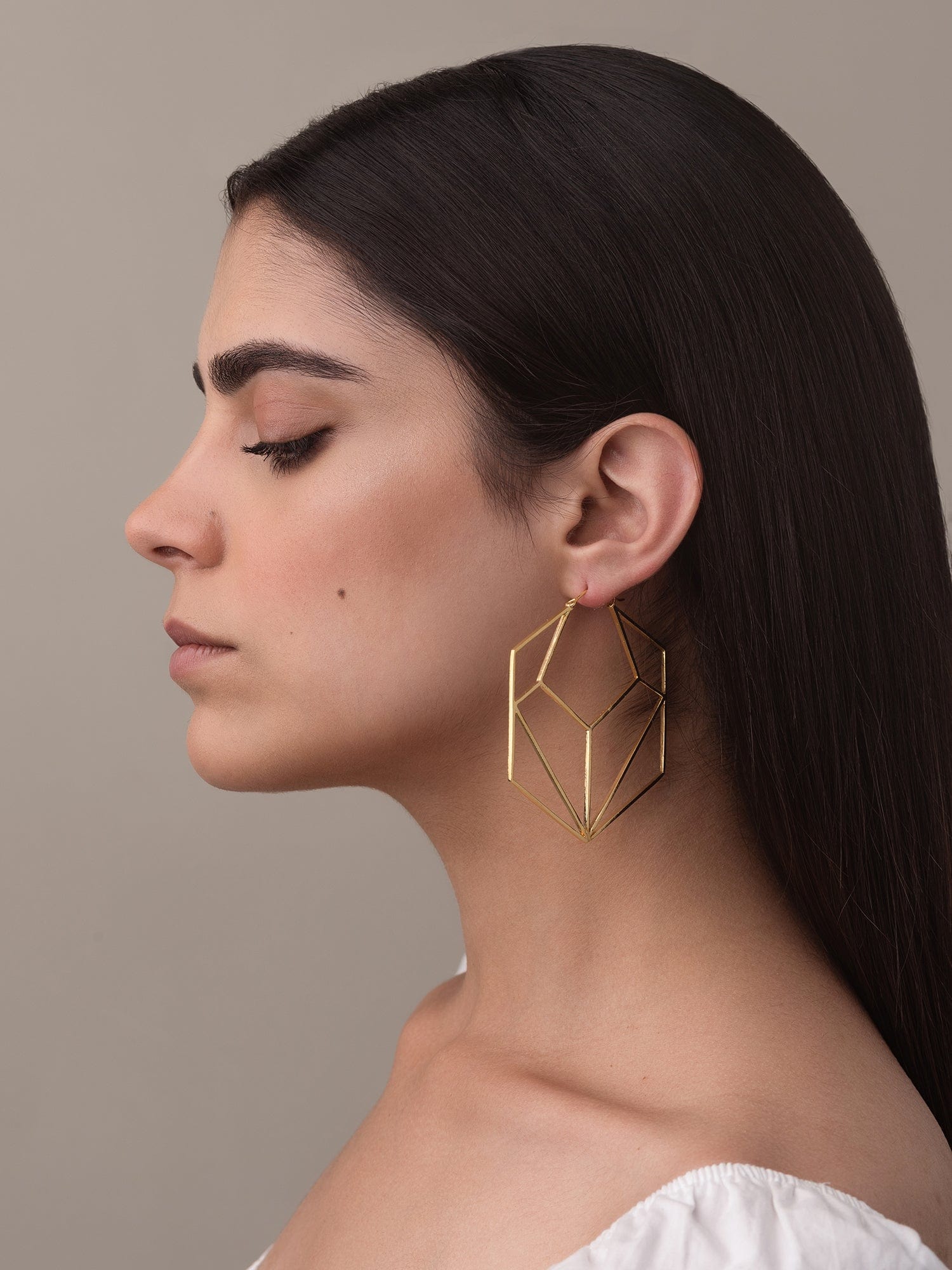 Hexagon hoop earrings