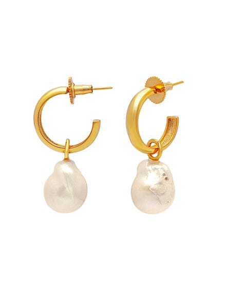 Detachable pearl hoop earrings