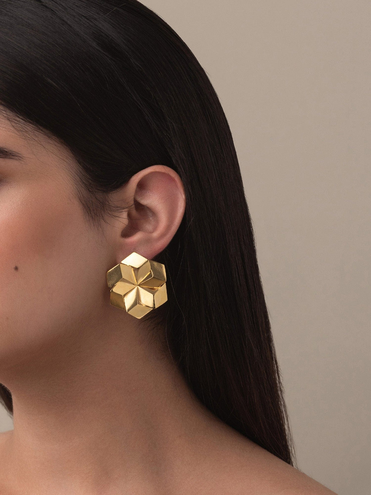3D hexagon earrings