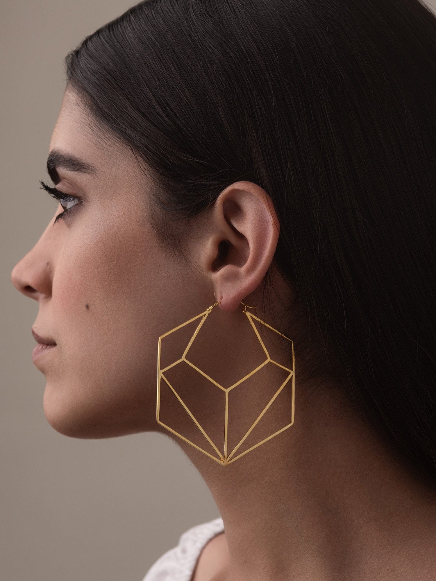 Hexagon hoop earrings